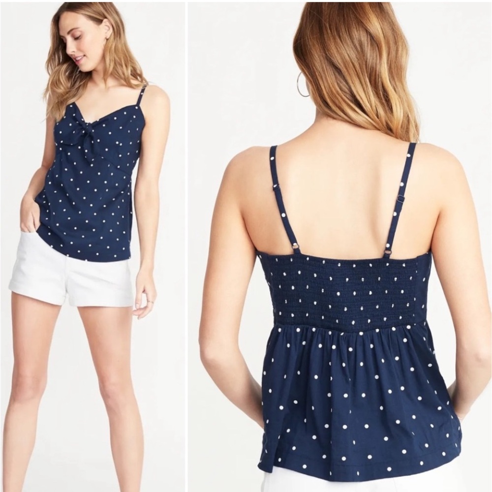 NWTS | Old Navy| Retro | Navy White |Polka Dotted | Tie-Front | Cami | XS